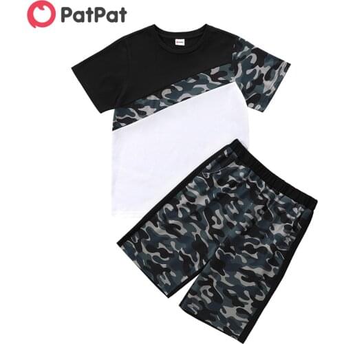 PatPat 2021 New Arrival Fashionable Kid Boy Letter Decor & Colorblock Set