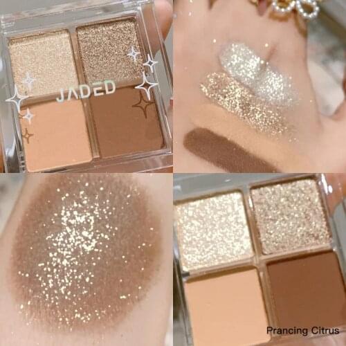 1 Pcs Four-color Eyeshadow Palette Pearlescent Matte Eyeshadow Burst Glitter Waterproof Non-flying Powder Exquisite Makeup TSLM1