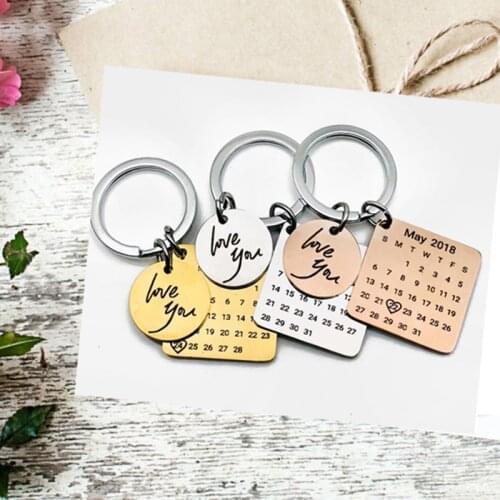 Personalized Calendar Keychain Save The Date Key Chain Significant Date Marker Anniversary Gift Couples Jewelry Valentines Day