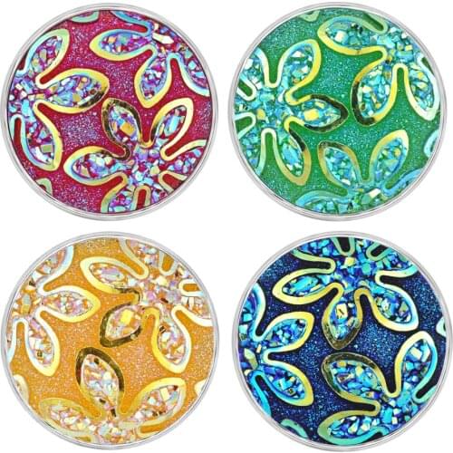 Vocheng Snap Charms Resin Copper Metal 8 Colors 18mm Flower Charms Vn-1611
