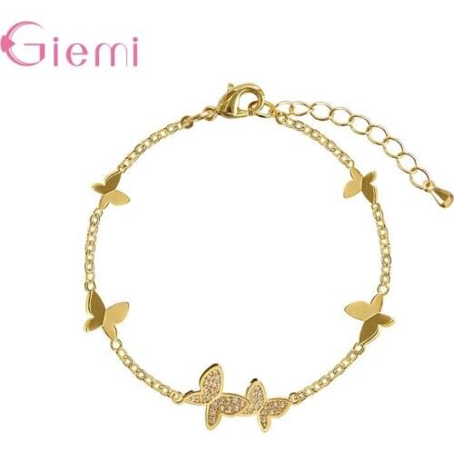 Simple Sweet Butterfly Charm Bracelets For Women Bridesmaid Bracelet Gifts Fashion Rhinestone Zirconia Jewelry Best Friend
