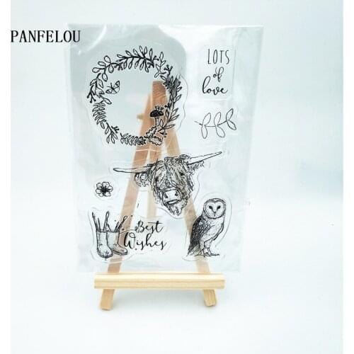 PANFELOU Owl wreath Transparent Clear Silicone Stamp/Seal DIY scrapbooking/photo album Decorative clear stamp sheets