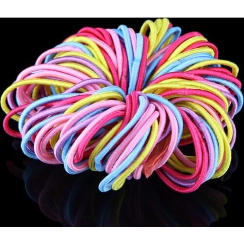100pcs/lot Elastic bands Ponytail Holder Rubber Hair Elastic Accessories for Girls Women Multicolor Tie Gum 2021 Hot Sale