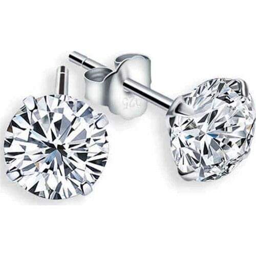 Luxury Jewelry Round Shape Zircon Crystal Stud Earrings Fashion for Woman Small Earrings Sale Party Gifts