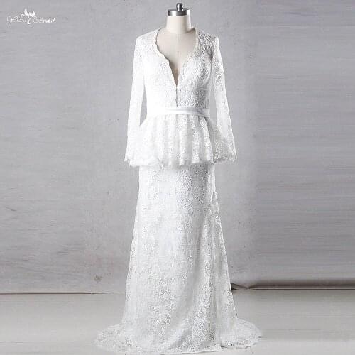 RSW957 Yiaibridal Real Job Photos Sleeveless Peplum Skirt Venice lace Mermaid Trouwjurk Plus Size