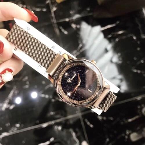 Sexual Cold Wind Women Crystals Watches Anti Fading Caramel Milanese Watch Ultra Thin Bracelet Wrist watch Quartz Analog Montre