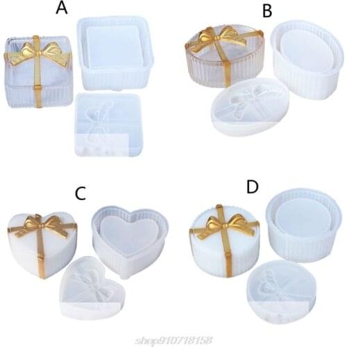 Silicone Resin Mold Jewelry Storage Box Mold Hexagon Round Square Small Box Epoxy Resin Mold Trinket Box DIY N11 20 Dropshipping