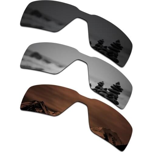 SmartVLT 3 Pieces Polarized Sunglass Replacement Lenses for Oakley Probation Stealth Black & Silver Titanium & Amber Brown