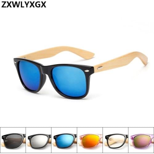 Wooden Bamboo Women Sunglasses Men Mirrored UV400 Sun Glasses Real Wood Shades Gold Blue Outdoor Goggles Sunglases Male