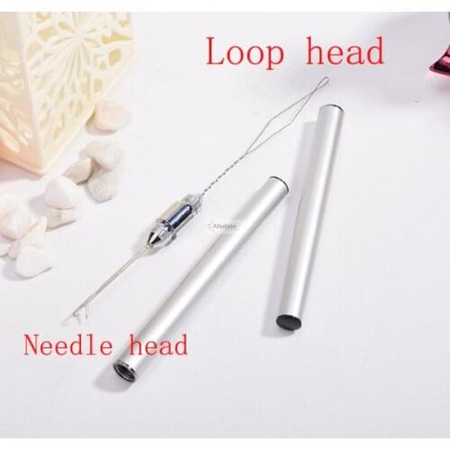 2in1 Metal keration hair needle and loop Indian brazilian extension crochet knitting hook needles styling tools