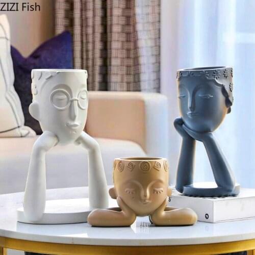 Abstract Character Resins Vase 3 Pcs/set Vases for Flowers European Flower Pot Decorative Flower Arrangement Nordic Home Decor