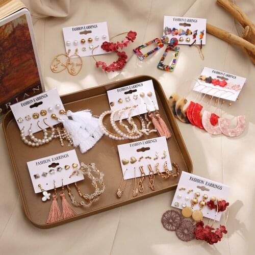 FNIO 2020 New Bohemian Tassel Earrings Vintage Long Earrings For Women Acrylic Fashion Geometry Statement Earrings Jewelry