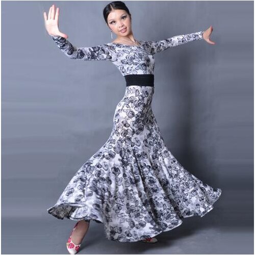 2018 Ballroom Dance Dresses Ladys Long Sleeve Tango Waltz Dancing costumes Women Ballroom Dance Competition Dress W12028