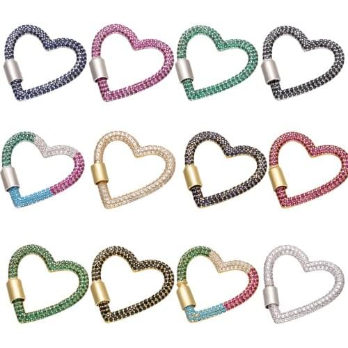 ZHUKOU 33x34mm heart crystal pendant necklace for DIY Jewelry Making Accessories Bracelet earrings pendant connector model:VD681
