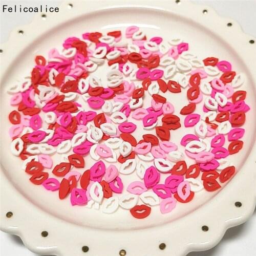 1kg Rose Color Lips Polymer Clay Slices Pink Plastic Klei Mud Particles For DIY Nail Art Slime Filler Making Tiny Cute Crafts