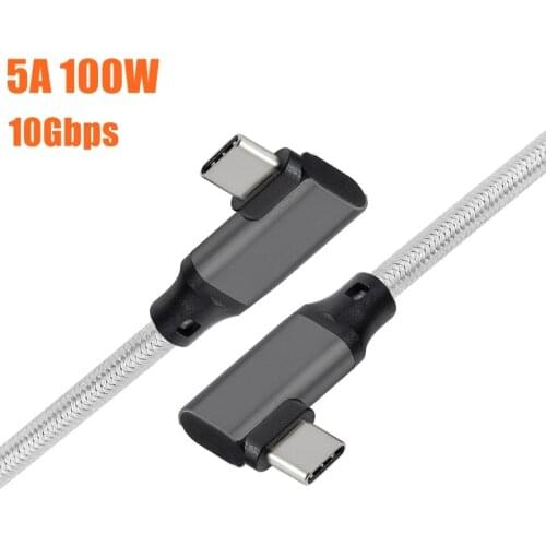 10Gbps Gen2 Type-C USB 3.1 Male to USB-C double elbow Male Extension Data 100W Charging Cable Extender Cord Reversible Design