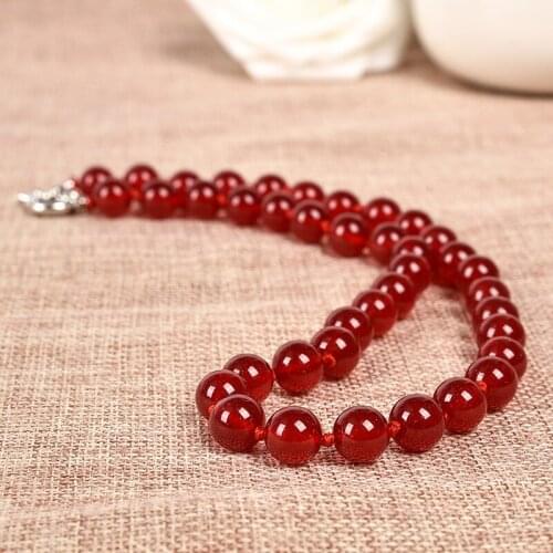 10 mm Bright red well-stacked red and Luminous appearance jasper necklace,graceful gift