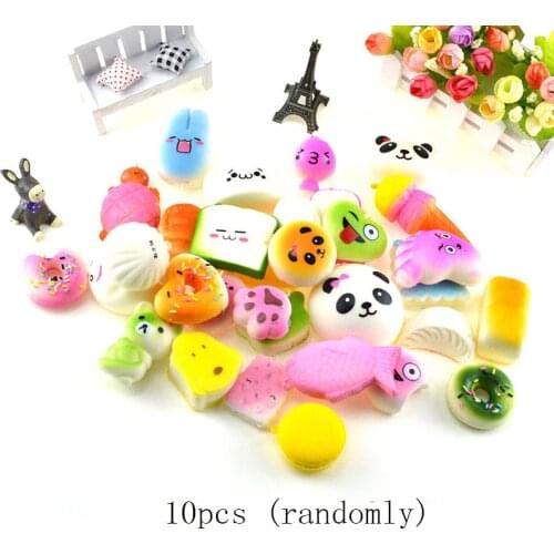10pcs/pack kawaii squishy Slow Rising cartoon squeeze toys mini food bread squishy Antistress Vent Toy fun gifts key pendant