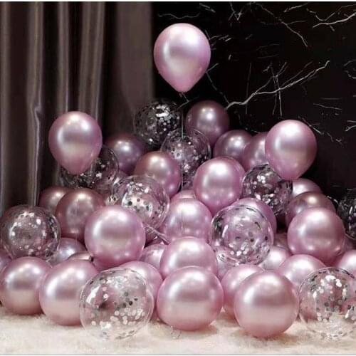 20pcs 12inch Metal chrome latex balloons mix Transparent confetti balloon Wedding adult Kid Birthday party Decor Air Helium Ball