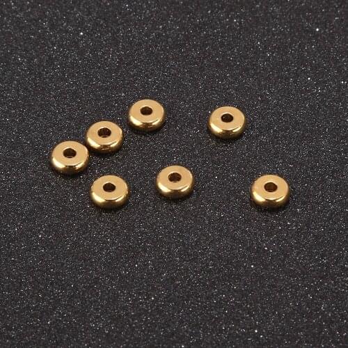 20pcs/lot Gold tone 6mm Stainless Steel Spacers Beads Flat Round Loose Spacers Beads Charm Jewelry findings for jewelry making