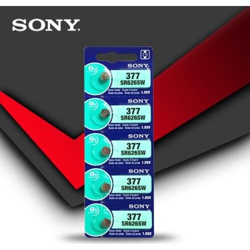 5pc For Sony Original 377 SR626SW SR626 AG4 1.55V Silver Oxide Watch Battery SR626SW 377 376 Button Coin Cell MADE IN JAPAN
