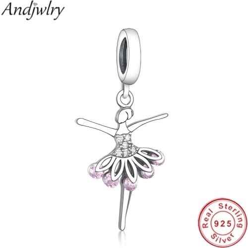 925 Sterling Silver Ballet Girl Dangle Charm Fits Original Pandora Charms Bracelet 925 Sliver Dangle Pendant Berloque Beads