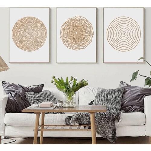 WTQ Abstract Geometric Circle Canvas Paintings Boho Modern Minimalist Wall Decor Posters Wall Art Picture for Living Room Decor