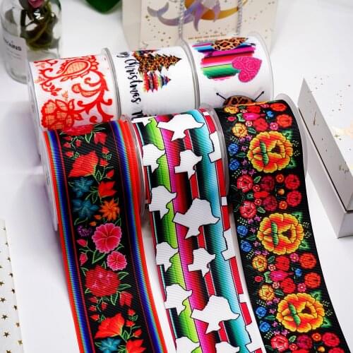 DIY Cartoon Mexican Style Printed Grosgrain Ribbon For Craft Supplies Sewing Accessories 5 Yards. 28054