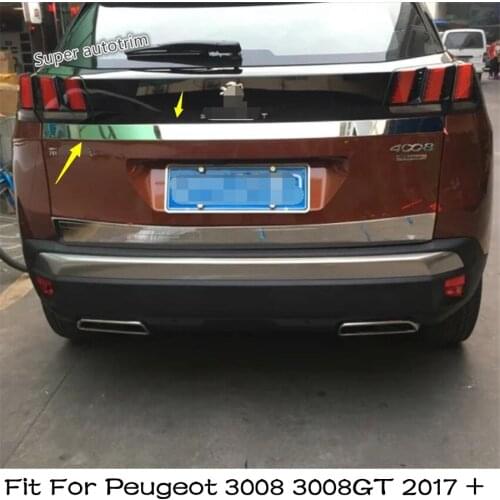 Lapetus Accessories Exterior Rear Trunk Lid Cover Tailgate Door Trim Fit For Peugeot 3008 3008GT 2017 - 2021 Stainless Steel