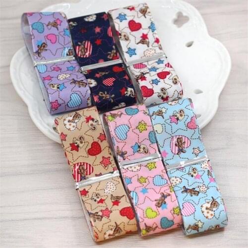 1'' (25mm) Mixed colors Bear Printed Satin Ribbon 100% Polyester Ruban Fita Tapes Hair Accessories Wedding Decoration Ribbons