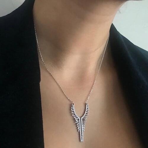 Large Horn 925 Sterling Silver Necklace Women Girls Gift Jewelry Accessories Fashion Handmade Elegant Chain