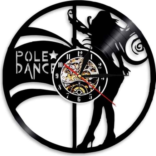 Sexy Lady Pole Dance Vinyl Record Wall Clock Nightclub Entertainment Center Decor Steal Tube Dancers Wall Clock Retro Wall Watch