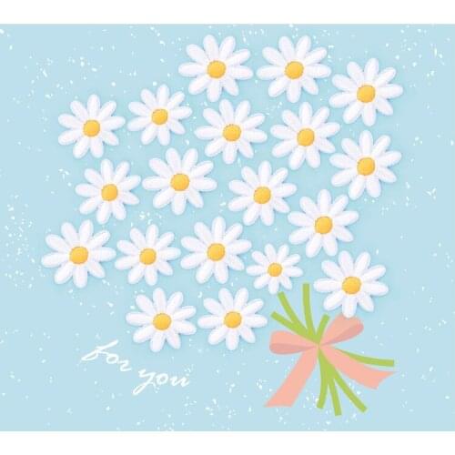 Flower Iron On Embroidered Patches DIY Stick Decorated Applique For Garment