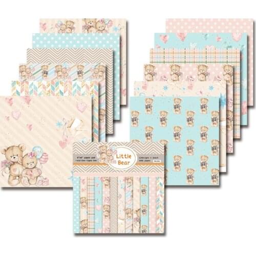 DIY Little bear style Scrapbooking paper pack of 24 sheets handmade craft paper craft Background pad