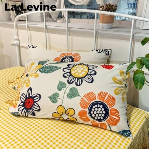 Cotton Pillowcase Small Floral Korean Cute Style Bowknot Pillow Case 48x74CM Student Single Pillow Cover Home Bedroom Bedding