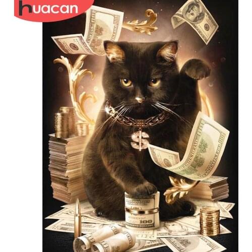 HUACAN 5d Diamond Art Painting Kit Cat Full Square/Round Drill Diamond Embroidery Sale Animal DIY Craft Kit Home Decor