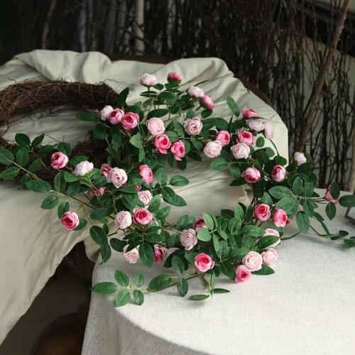Artificial Rose Eucalyptus Vine Wreath False Peony Rose Vine Hanging False Plant Home Garden Wedding Arch Party Decoration