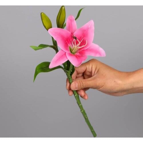 3 Head Artificial Greenish Lily Flower Family Wedding Decoration Home Ornament