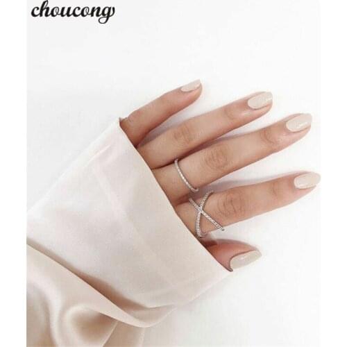 Choucong Cross Statement ring Pave AAAAA cz stone 925 Sterling silver cute Engagement Wedding Band Rings for women Party Jewelry