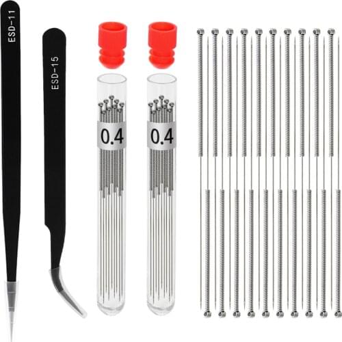 20PCS/Lot 3D Printer Parts Nozzle Cleaner Bendable Drill Bit for Cleaning 0.4mm of V6 j-Head Hotend Nozzle for Extrusion Ender 3