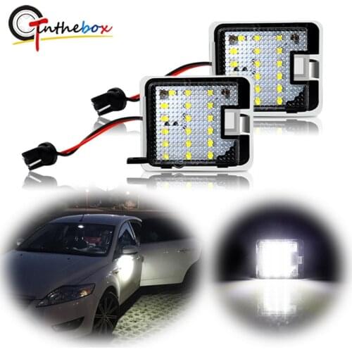 2Pcs Canbus Car LED Under Side Mirror Puddle Lights Lamp No Error Super Bright For Ford Focus 3 Kuga C-Max Escape Mondeo