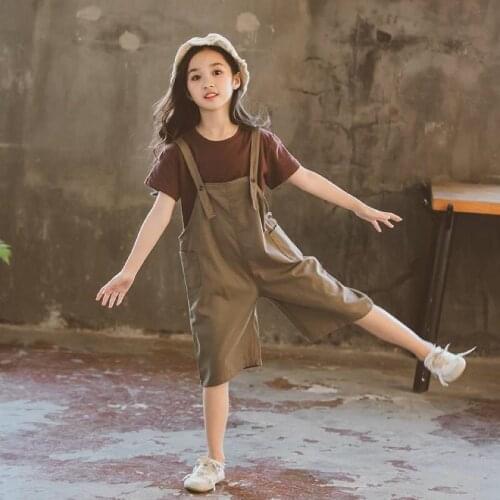 Hot Sale Baby Girls Summer Clothes Fashion Cotton Set Casual Suit T-Shirt + Short Bib Pant 2 Pieces Children Clothing Outfits