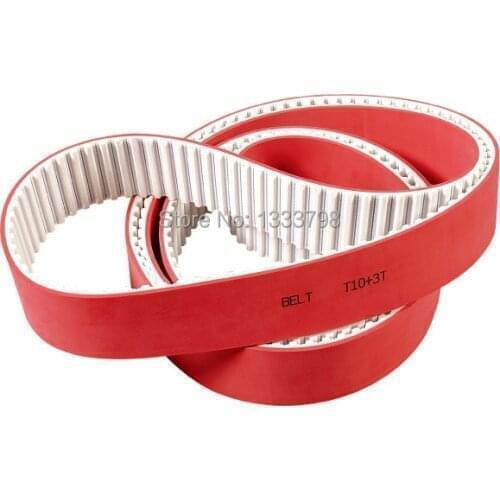 Best value!!! 35mm widht T10 15mm thickness red rubber coation 5000mm length closed loop strong transmission strap