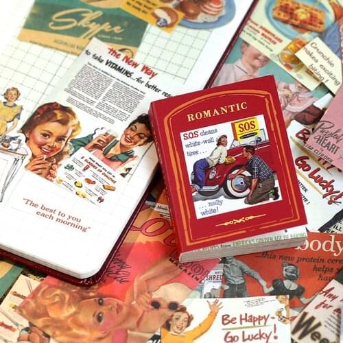 100 Pcs Retro Little Book Material Background Collage Paper Vintage Diy Decorative Stickers Background Sticker For Diary Album