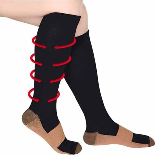 Support Knee High Sock High Elastic Foot Anti Fatigue Soft Pain Relief Miracle Copper Anti-Fatigue Compression Socks