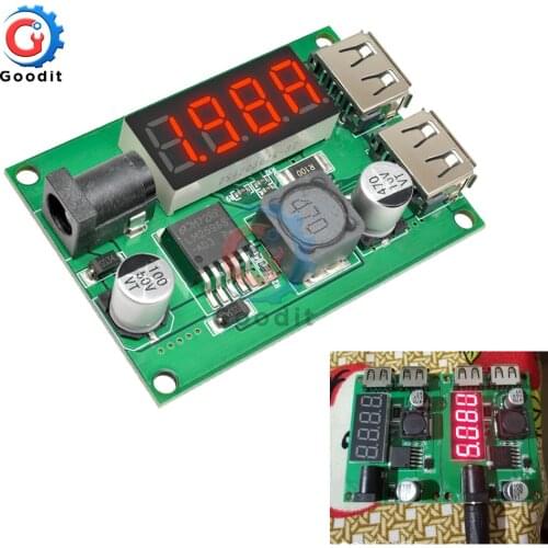 Dual USB DC-DC 12V/24V/36V to 5V 3A Step Down Buck Converter Voltmeter Module MAX For Car Phone Power Supply Equipment