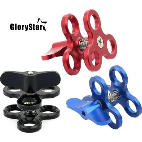 Diving ball fixture Aluminum Lights Arm Ball Butterfly Clip Arm Triple Clamp Mount Like Ball Base Adapter For Gopro yi sj Camera