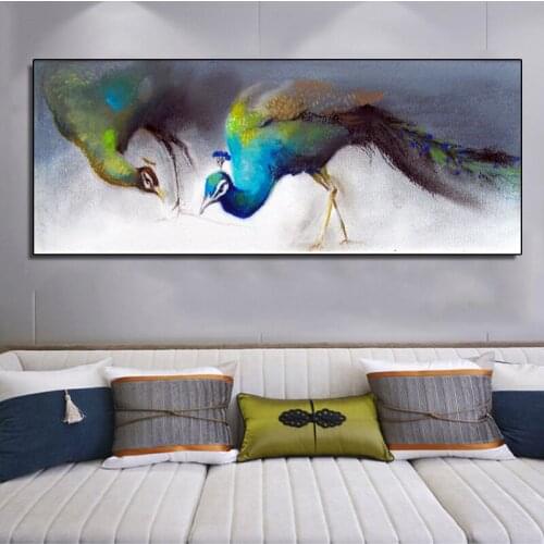 RELIABLI ART Two Peacocks Animal Posters And Prints Modern Canvas Paintings For Living Room Wall Art Home Decorations No frame