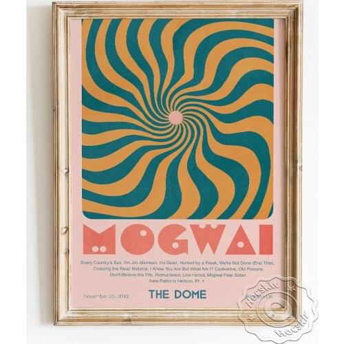 Scottish Post Rock Band Mogwai Retro Poster, The Dome Music Gig Decor Prints, Colorful Revolving Stripe Wall Hanging Picture