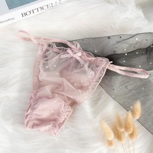 Sexy Lace Underwear Thong Ladies Underwear Embroidered Lace Mesh Breathable Underwear Women Point Perspective Exotic Underwear